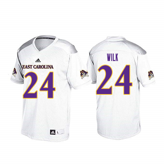 Men #24 Teagan Wilk ECU Pirates College Football Jerseys Sale-White